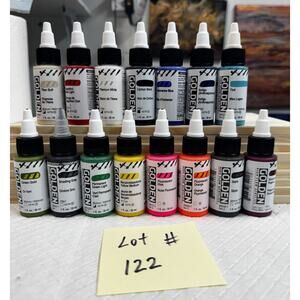LOT OF 15 Golden High Flow Acrylics 1 fl. oz. /30 ml Sealed No Duplicates LOT122